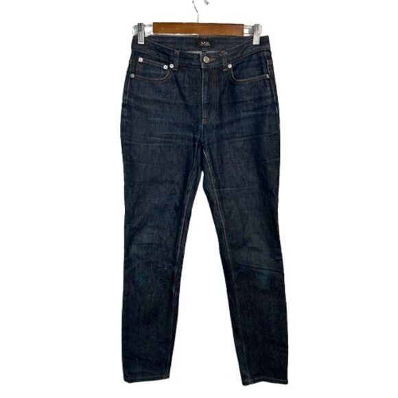 A.P.C. Jeans Womens 26 Blue Denim Dark Wash High Standard Straight Leg Selvedge - Picture 1 of 9